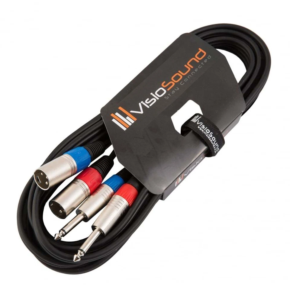 Câble double 2 x XLR mâle à 2 x jack mono 6,35mm / Câble patch signal audio 5m