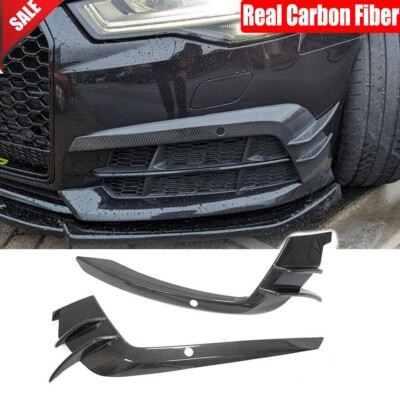 Carbon Fiber Front Bumper Splitter Canard Fins Vent For Audi A6