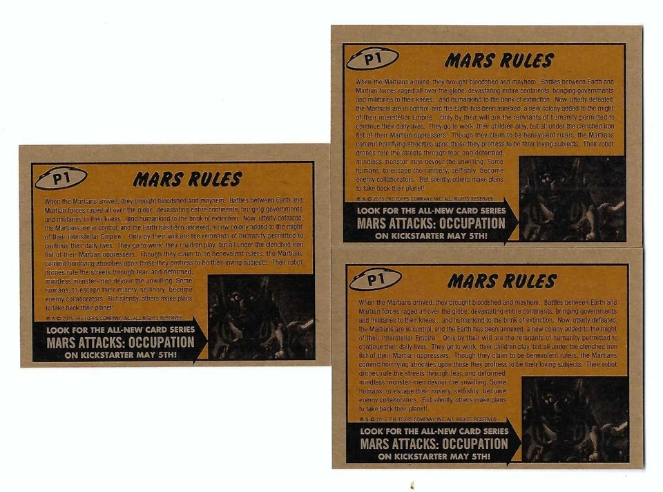 MARS ATTACKS OCCUPATION 2015 ALL 3 PROMO P1 COLOR VARIATIONS - Image 2 of 2