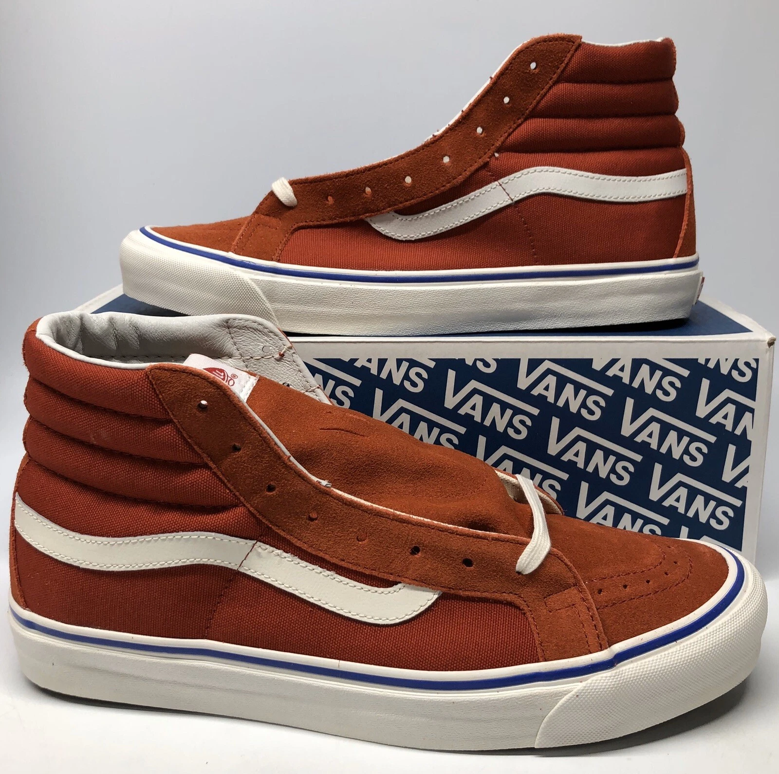 Vans OG Sk8 Hi LX toile daim Bossa Nova orange rouge bleu blanc suprême taille 12