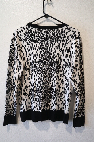 JM Collection Sweater Women's Medium Animal Print Rhinestone Cardigan Open Front - Picture 5 of 5