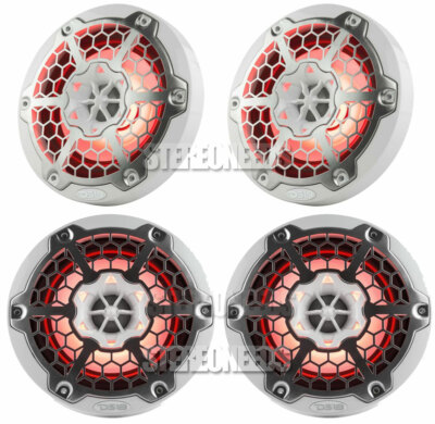 4x DS18 NXL-6M/WH HYDRO White 6.5'' 600 Watt 4 Ohm 2-Way Marine Speakers RGB LED