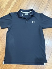 Under Armour Polo Shirt Men  s Large Black HeatGear Short Sleeve Golf Athletic