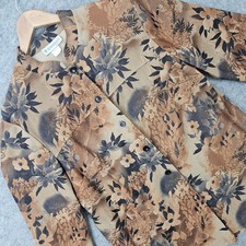 NEW Dressbarn Woman Moleskin Jacket Womens 14 Brown Floral Button Up Made in USA