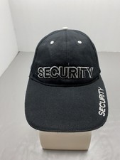 SECURITY Hat Cap Strap Back One Size Black Twill Cotton Baseball Cap Mens
