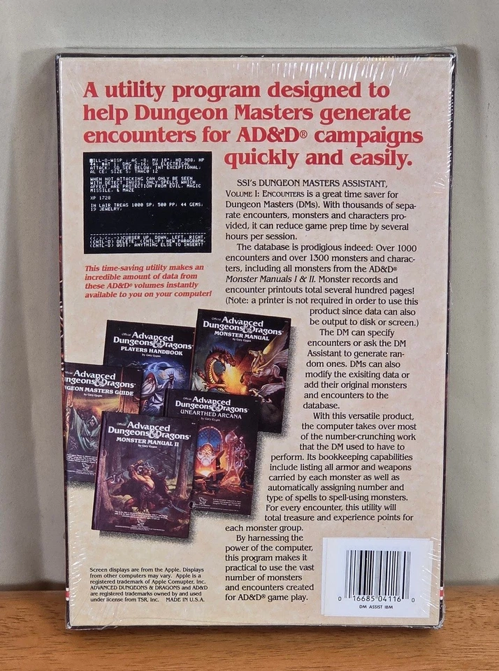 New Sealed AD&D Dungeon Masters Assistant Vol 1 PC Big Box Game IBM Complete - Image 2 of 4