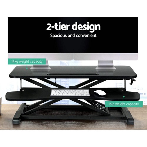 Artiss Standing Desk Riser Height Adjustable Black 80CM - Picture 5 of 8