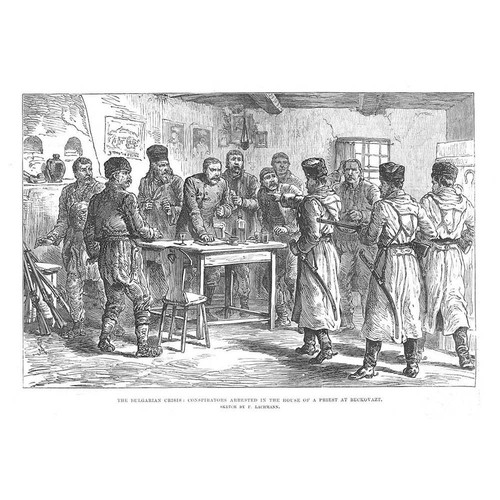 BULGARIA Conspirators Arrested in Priests House at Beckovazt -Antique Print 1886