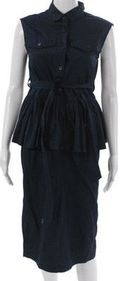 Dries Van Noten Womens Fit & Flare Dress Ivory Wool Sleeveless Zip Size 38