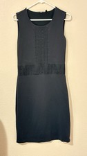 BOSS Hugo Boss Black Sleeveless Sheath Dress Size M Knit Textured Waist LBD