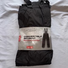 Minus Zero Black Snow/Ski Pants Kids 14/16 Convertible With Zip Off Suspenders