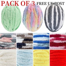 3x250g Super Chunky Yarn Bulky Chenille Yarn Soft Wool for Hand Arm Knitting