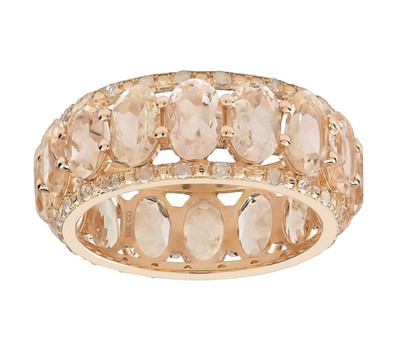 10k massives Rotgold natürlicher ovaler Morganit und Diamant Ewigkeit Jubiläum Band