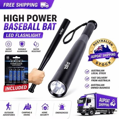 3-mode Aluminium Brillar 36cm LED Torch Baseball Defense Emergency Car Torch AU