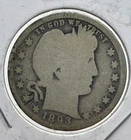 1893 o United States Liberty Head Barber Quarter 25 cents silver coin