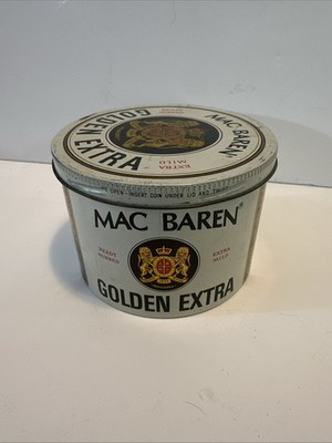 Vintage Mac Baren's Golden Extra Tobacco Tin Made In Denmark Ready Rubbed