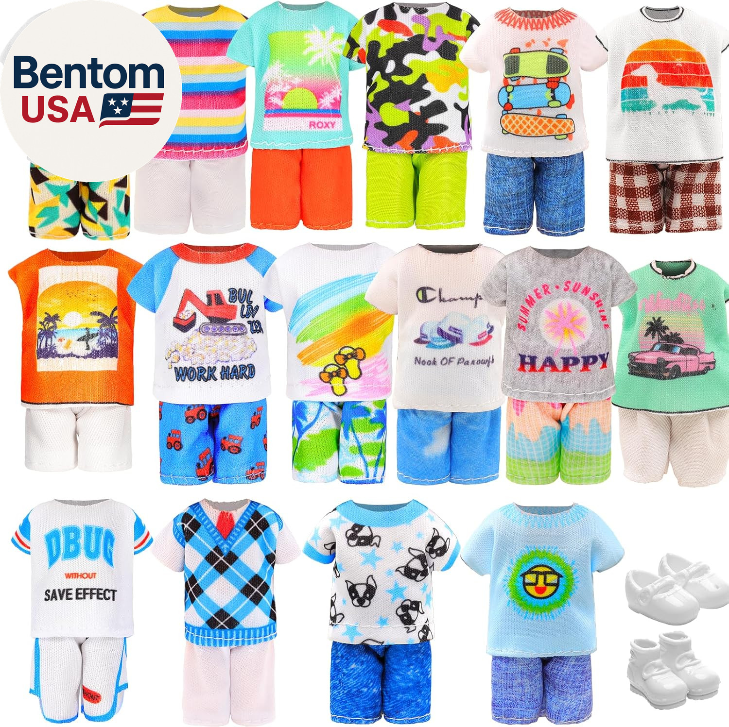 22 PCS 5.3 Inch Boy Doll Clothes for 6 Inch Boy Doll Top and Pants Handmade Casu