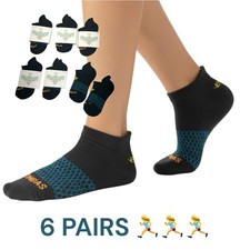 Bombas Women's Small Sz 7-8.5 Ankle Socks Black Honeycomb Cushioned, 6 Pack