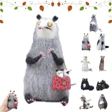 Wool Felt Familiars Quirky Handmade Companions, 4" Wool Cat Figurines Decor