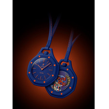 Swatch Royal Pop Blue Quartz Analog 41mm Plastic Case Blue Leather Strap