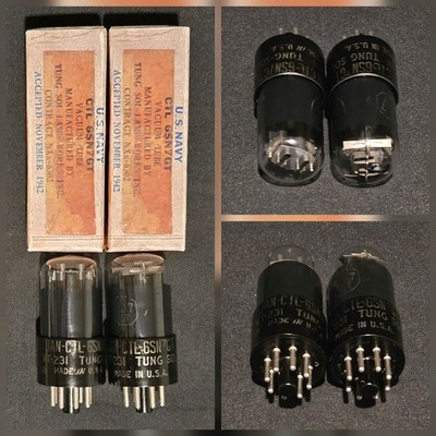TUNG-SOL JAN CTL 6SN7GT VT231 TUBE 1942 BLACK BEAUTY KEYHOLE PLATES MATCHING SET