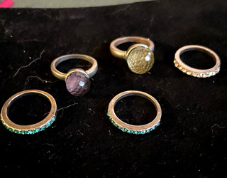 Modeschmuck Ring Set 5 Stück in Silber mit Steinen