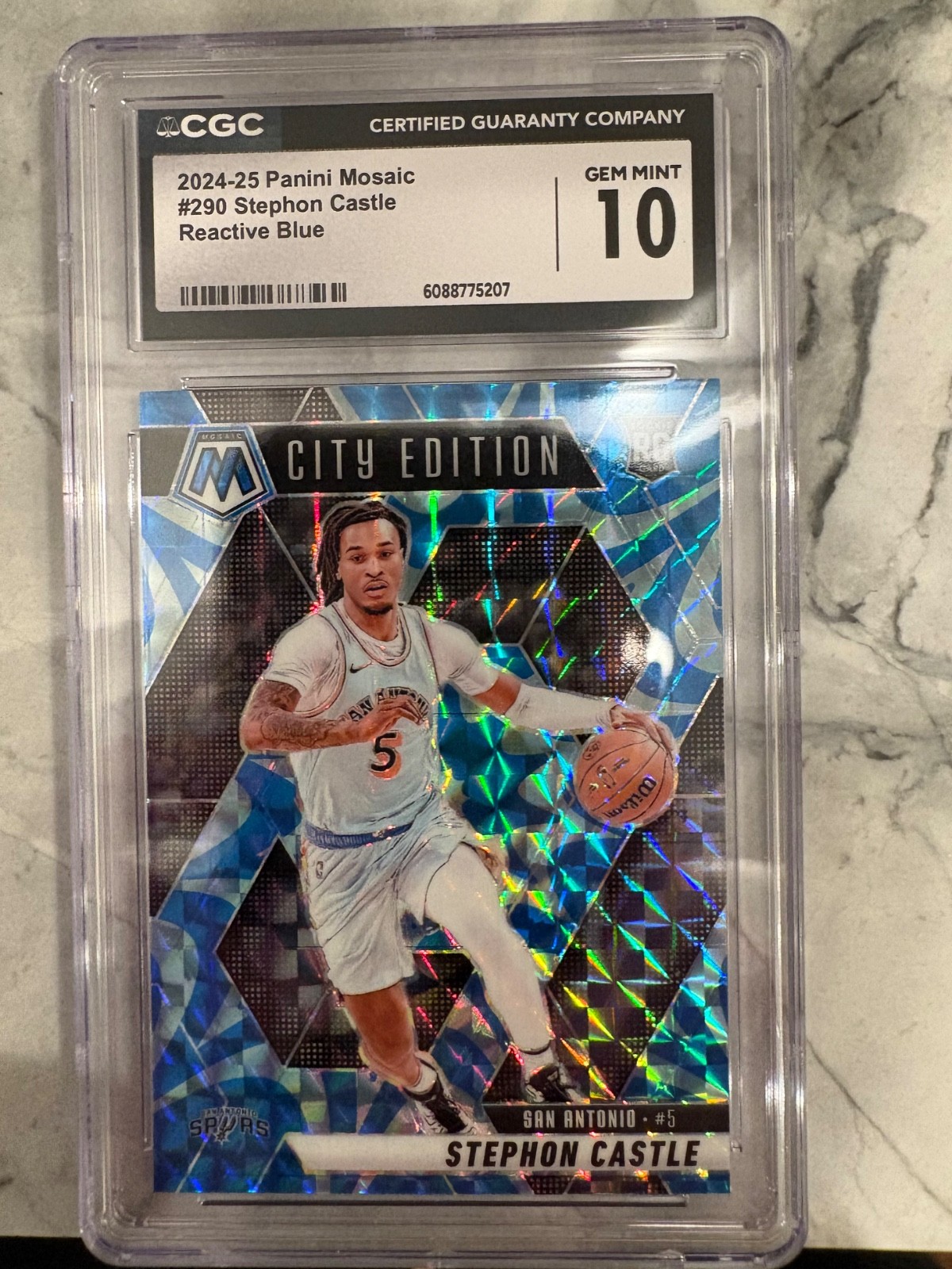 2024 Panini Mosaic Stephon Castle #290 Reactive Blue Rookie PSA 10