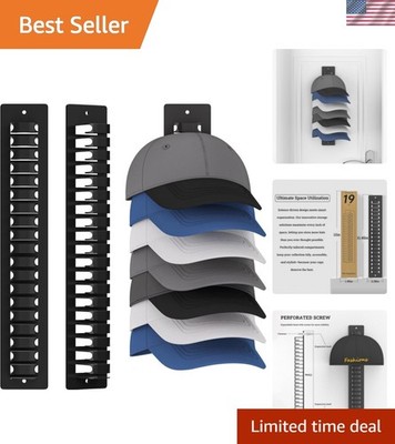 Durable Wall-Mounted Hat Organizer - 38 Cap Capacity with Easy Install Options
