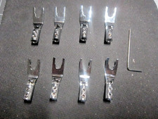 8x Rhodium Plated Speaker Cable Spade Terminal Connector
