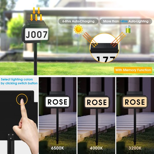 Solar House Numbers Address Sign, Tricolor & Brighter Address Plaque for Outs... - Picture 3 of 9