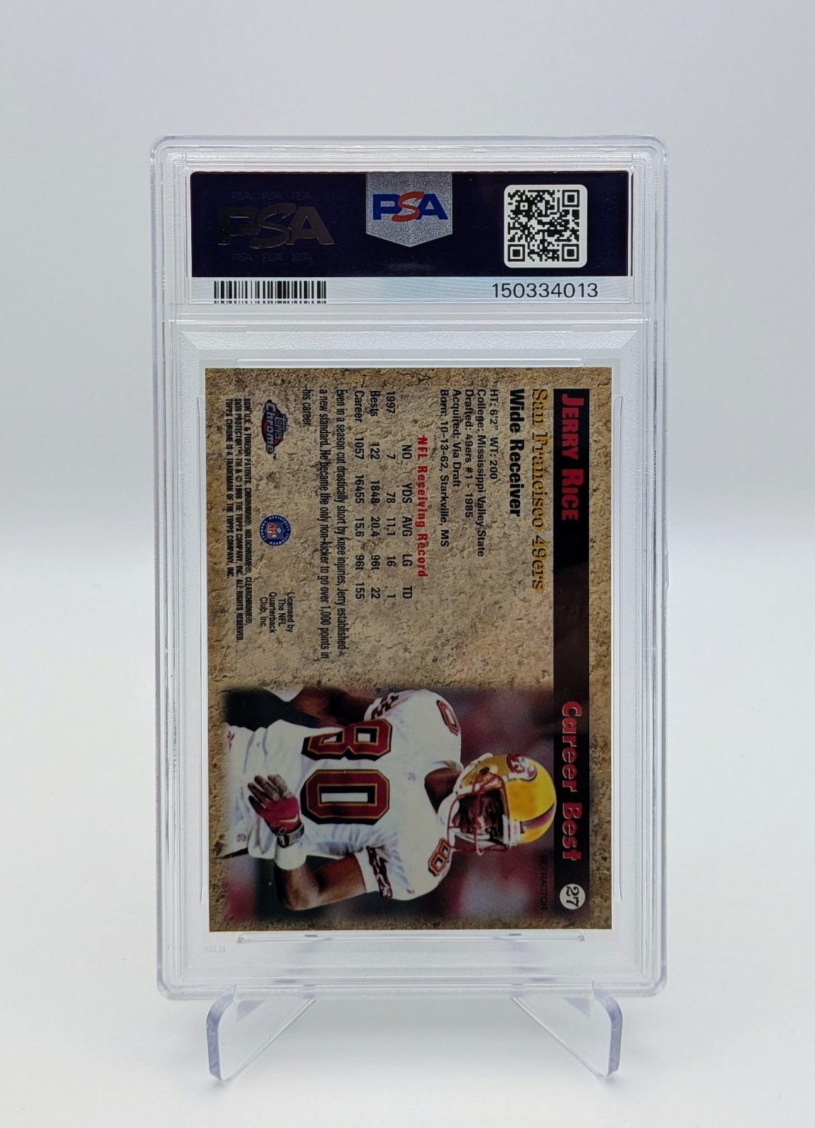1998 TOPPS CHROME SEASON'S BEST REFRACTOR #27 JERRY RICE PSA 9 view 2