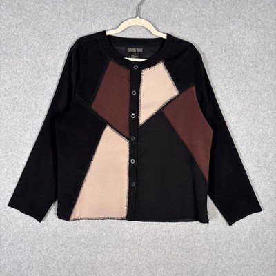 VTG 90s Canyon Road Faux Suede Patchwork Jacket XL Stitch Boho Artsy to Wear