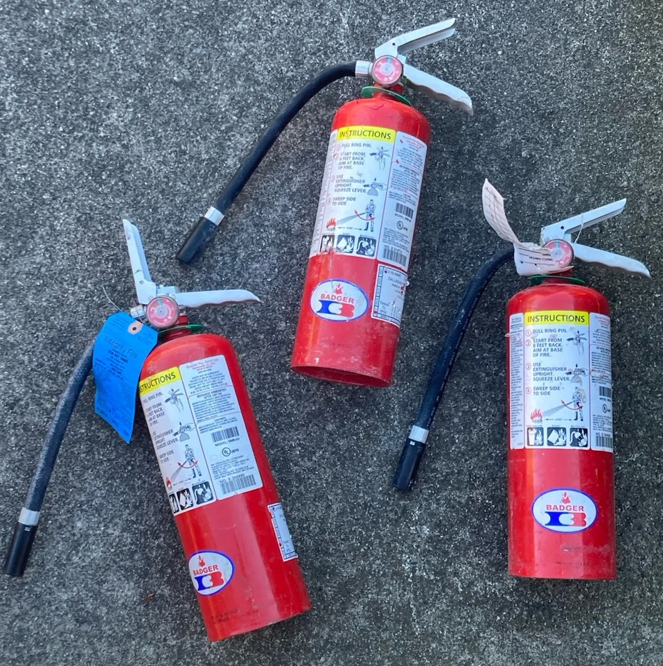 BADGER 5MB-6H Extintor Acero Rojo ABC Lote de 2 VACÍOS NECESITA RECARGA Foto 2 de 4