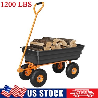 1200 lbs Poly Garden Dump Cart Heavy-duty Steel Yard Carts and Wagons 4 cu.ft.