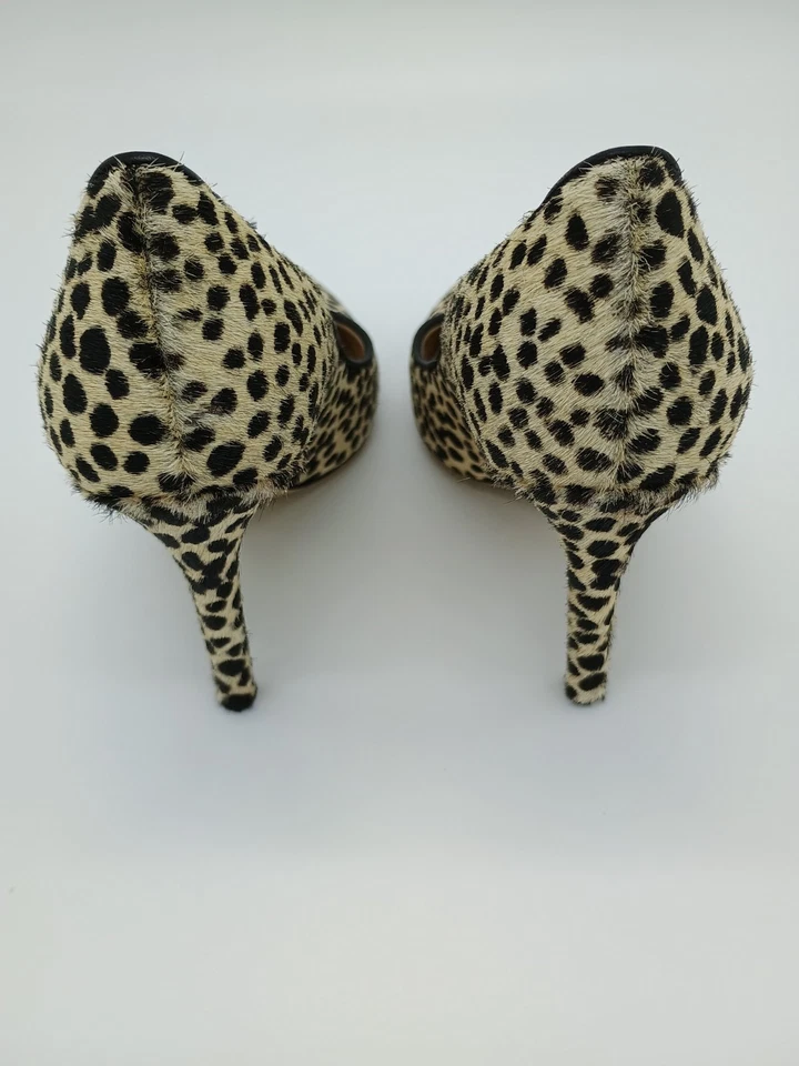 Diane Von Furstenberg Cheetah Print Pony Hair Black/Tan Shoes 7B - Image 3 of 4