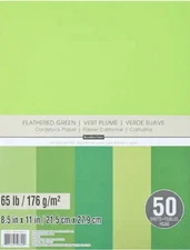 Recollections Feathered Green Cardstock Paper 8.5" X 11" Value Pack - 50 Sheets