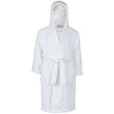 A2Z 4 Kids 100 Cotton White Hooded Bathrobe Terry Towel Dressing Gown Unisex