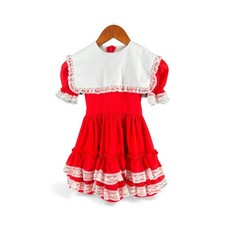 VTG 80s Sweet n Sassy Prairie Red Dress Lace Ruffle Cottagecore Girls 6X USA