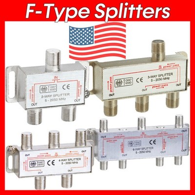 F-Type Splitter RG6 Coaxial Cable Splitter Satellite Adapter TV Antenna Cable