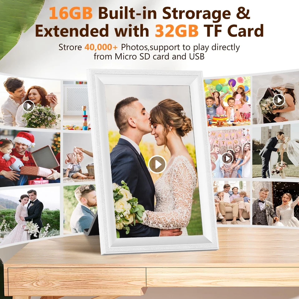 Smart White Digital Picture Frame WiFi Send Photos from Your Phone 16GB Stora... - Image 4 of 4