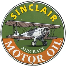 VINTAGE SINCLAIR GASOLINE PORCELAIN SIGN DEALERSHIP GAS STATION DINO MOTOR OIL