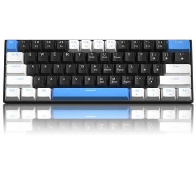 60% Mechanical Gaming Keyboard,White Black Blue Keycaps Gaming Keyboard with Lin