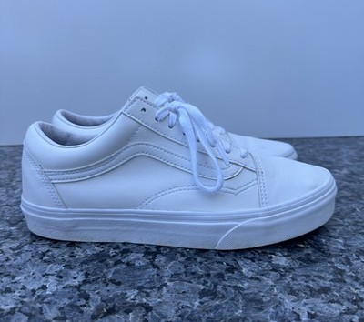 Vans Old Skool Tumbled Leather True White Skate Shoes Men s Size 8.5