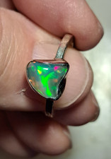 Multicolor Ethiopian Welo Opal Ring Size 6 925 Sterling Silver Red Green Flash