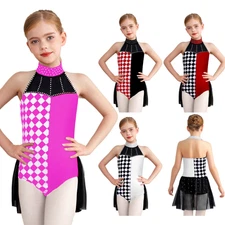 Girls Dancewear Easter Bodysuit Modern Jumpsuit Princess Leotard Skirt Circus