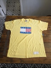 VTG 90s Tommy Hilfiger Jeans Floral Flag Shirt XL 26x33 Made in USA Yellow Tee
