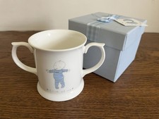 NEW BOXED BABY BOY CHINA CUP / MUG BLUE ‘LOOK AT ME’ LOGO CHRISTENING BIRTH GIFT