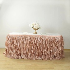 14 ft NUDE CURLY TAFFETA TABLE SKIRT Wedding Party Events Catering Trade Show