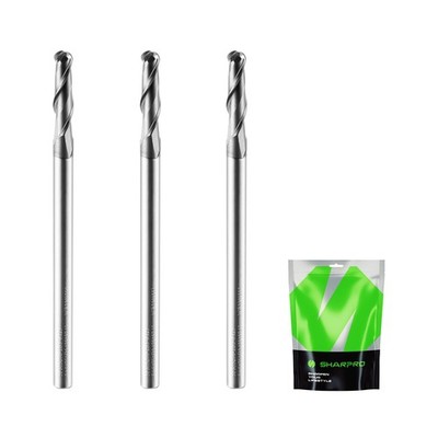 Carbide Ball Nose End Mills 2 Flute 1/8 Inch SHK. and Cutting Dia. 3D Carving...