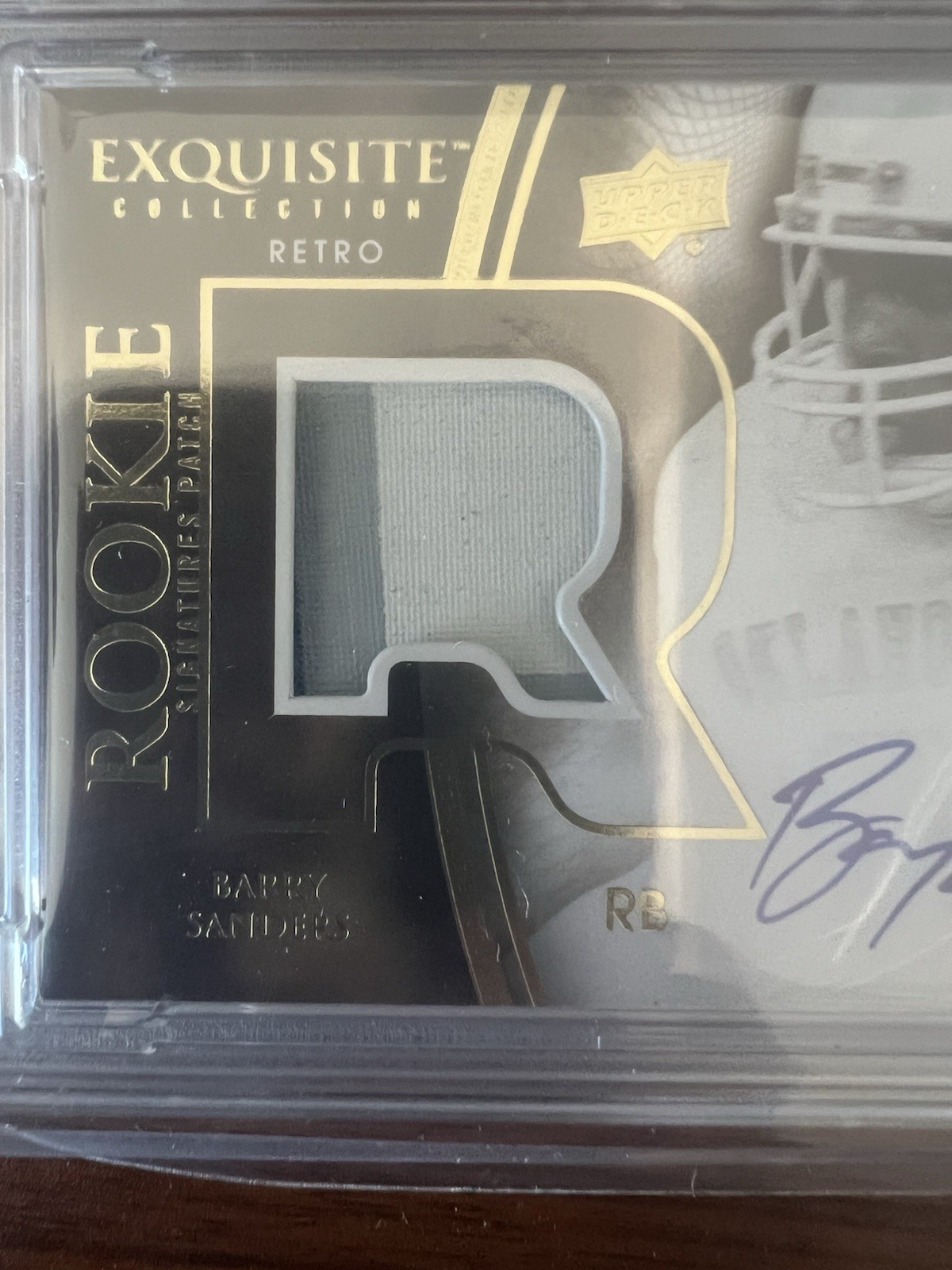 2010 Upper Deck Exquisite Barry Sanders Game Worn Patch Auto /5 Psa7 view 2
